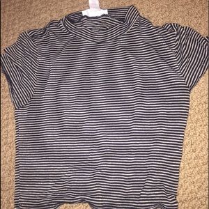 Gold and black stripe crop top w/ mock neck